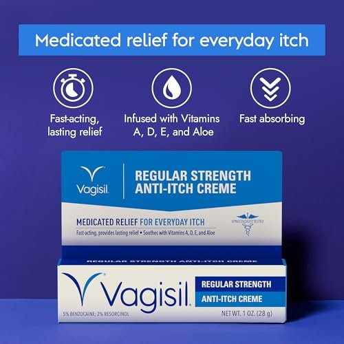 Vagisil Regular Strength Anti-Itch Feminine Cream for Women, Gynecologist Tested, Hypoallergenic, Fast-acting and Long-lasting Itch Relief, Vaginal Moisturizer Soothes and Cools, 1 oz (Pack of 1) - görsel 4