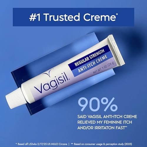 Vagisil Regular Strength Anti-Itch Feminine Cream for Women, Gynecologist Tested, Hypoallergenic, Fast-acting and Long-lasting Itch Relief, Vaginal Moisturizer Soothes and Cools, 1 oz (Pack of 1) - görsel 10