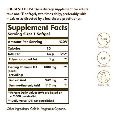 Solgar Evening Primrose Oil 1300 mg, 60 – High Potency: Each softgel provides 1300 mg of evening primrose oil, – Image 3