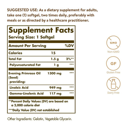 Solgar Evening Primrose Oil 1300 mg, 60 – Non-GMO, Gluten-Free, Dairy-Free: Free from genetically modified – Image 4
