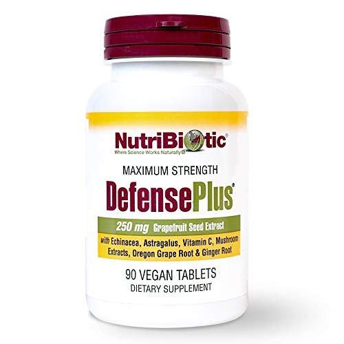 NutriBiotic DefensePlus, 90 Tablets - 11 in 1 Immune Support with Vitamin C, Zinc, Grapefruit Seed Extract, Echinacea, Astragalus Root & Immune Boosting Extracts & Mushrooms - Vegan & Gluten Free - görsel 2