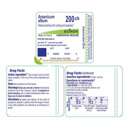 Boiron Arsenicum Album 200Ck Homeopathic Medicine for Food Poisoning - 80 Pellets