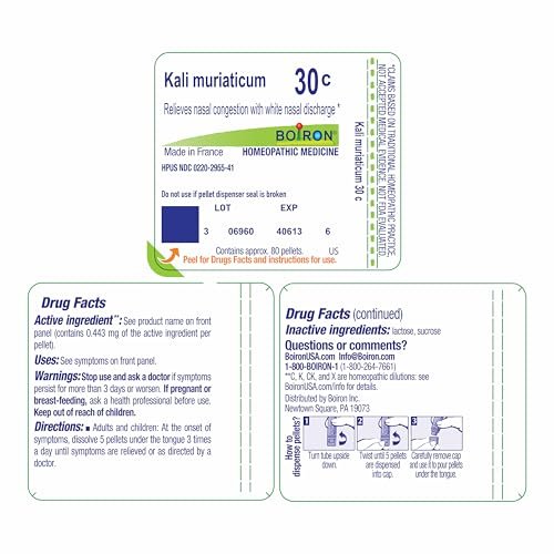 Boiron Kali Muriaticum 30C Homeopathic Medicine for Nasal Congestion - 80 Pellets - görsel 17