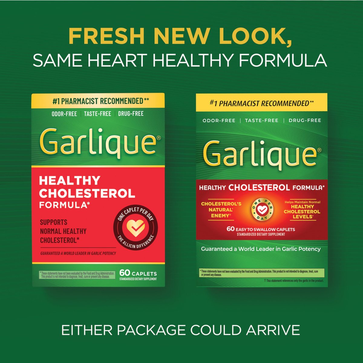 Garlique Garlic Extract Supplement, Healthy Cholesterol Formula, Odorless & Vegan, 60 Caplets - görsel 9