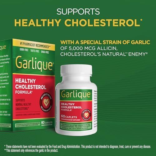 Garlique Garlic Extract Supplement, Healthy Cholesterol Formula, Odorless & Vegan, 60 Caplets - görsel 6