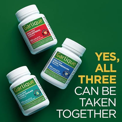 Garlique Garlic Extract Supplement, Healthy Cholesterol Formula, Odorless & Vegan, 60 Caplets