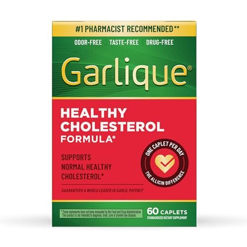 Garlique Garlic Extract Supplement, Healthy Cholesterol Formula, Odorless & Vegan, 60 Caplets - görsel 2