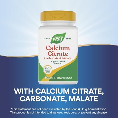 Nature's Way Calcium Citrate Carbonate & Malate, 500 mg per Serving, Bones & Muscles, 100 Capsules - görsel 8