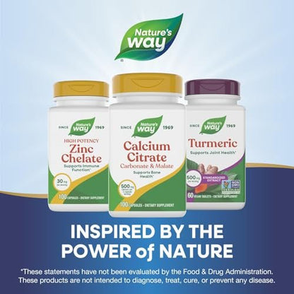 Nature's Way Calcium Citrate Carbonate & Malate, 500 mg per Serving, Bones & Muscles, 100 Capsules