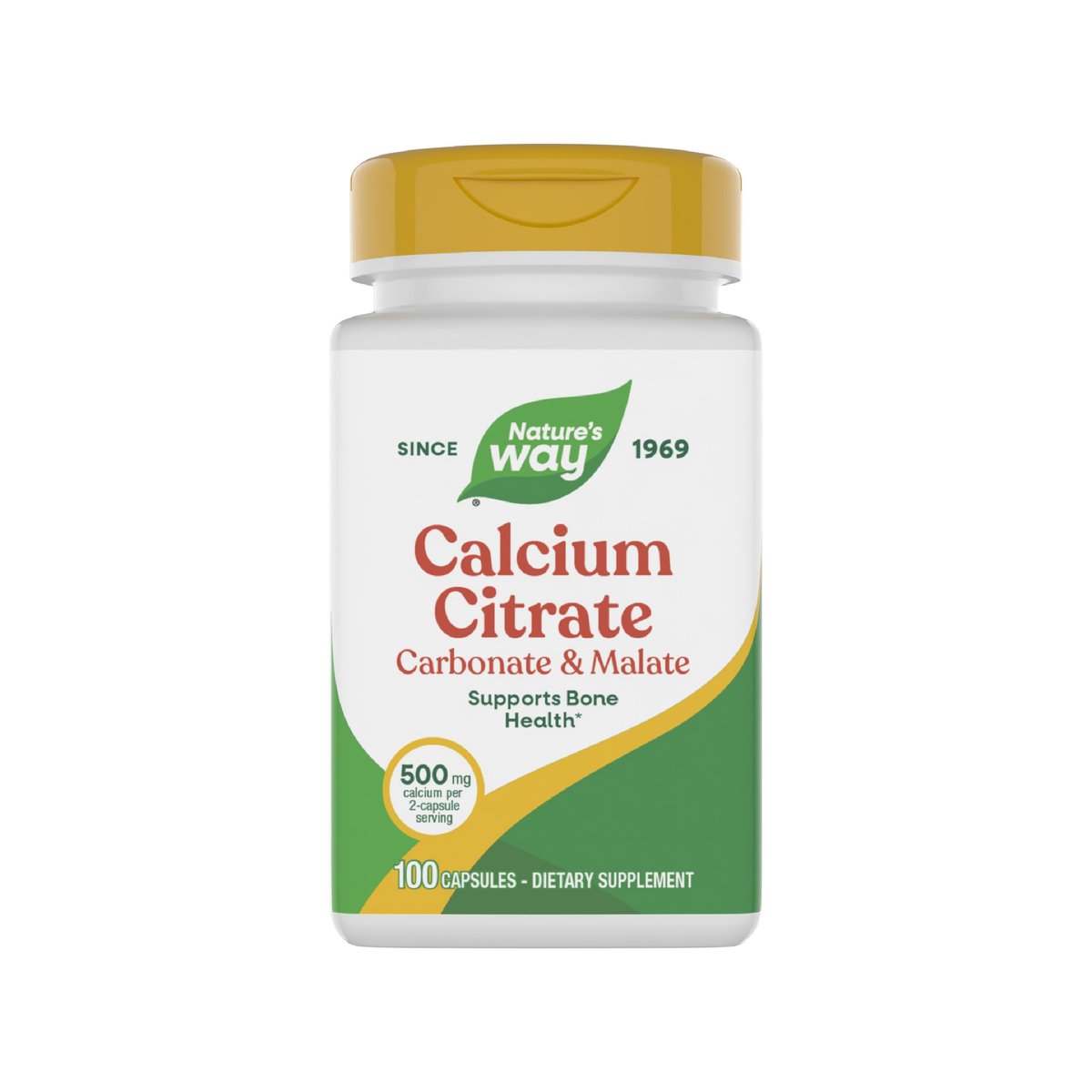 Nature's Way Calcium Citrate Carbonate & Malate, 500 mg per Serving, Bones & Muscles, 100 Capsules - görsel 1