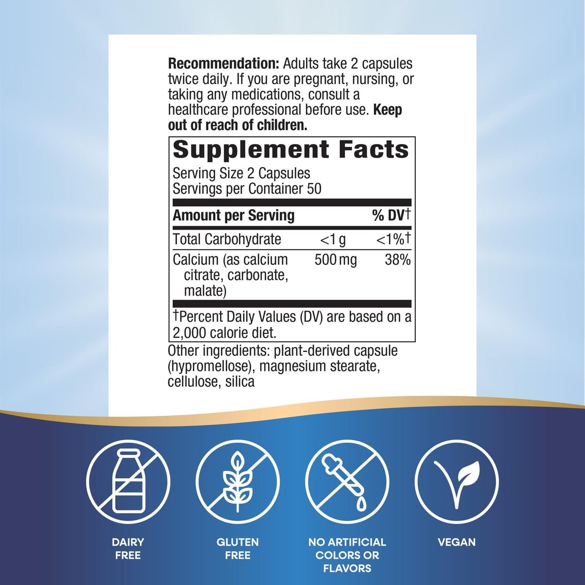 Nature's Way Calcium Citrate Carbonate & Malate, 500 mg per Serving, Bones & Muscles, 100 Capsules - görsel 9