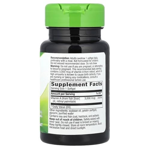 Nature's Way Vitamin A, High Potency, Supports Healthy Eye Function*, 3,000 mcg per Serving, 100 Softgels (Packaging May Vary) - görsel 1