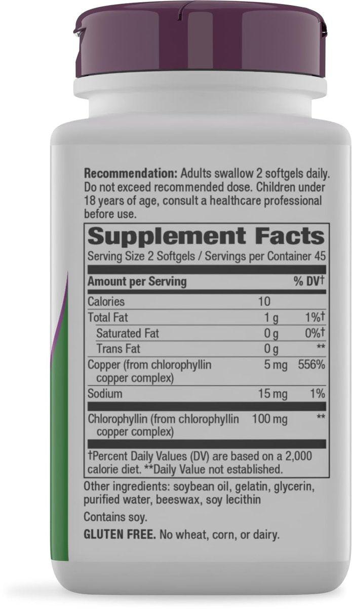 Nature's Way Chlorofresh Chlorophyll Concentrate Softgels, Chlorophyllin Copper Complex, Internal Deodorant Supplement, Supports Healthy Skin and Detox Pathways*, 90 Softgels - görsel 15