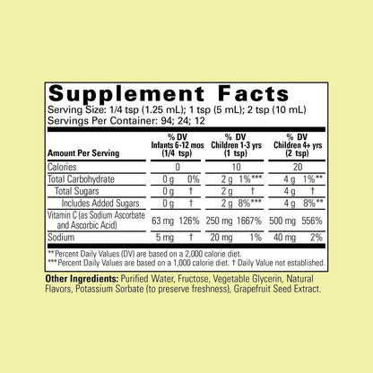 CHILDLIFE ESSENTIALS Liquid Vitamin C - Pure Vitamin C Liquid Supplement for Kids, Toddlers, & Babies, Immune System Support, Low Sugar, Natural Orange Flavor - 4 Fl Oz (Pack of 1)