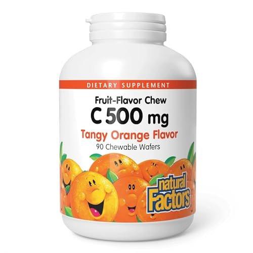 Natural Factors, Vitamin C 500 mg, Kids Chewable to Support Healthy Bones and Teeth, Tangy Orange, Vegan, Non-GMO, 90 wafers (90 servings) - görsel 2
