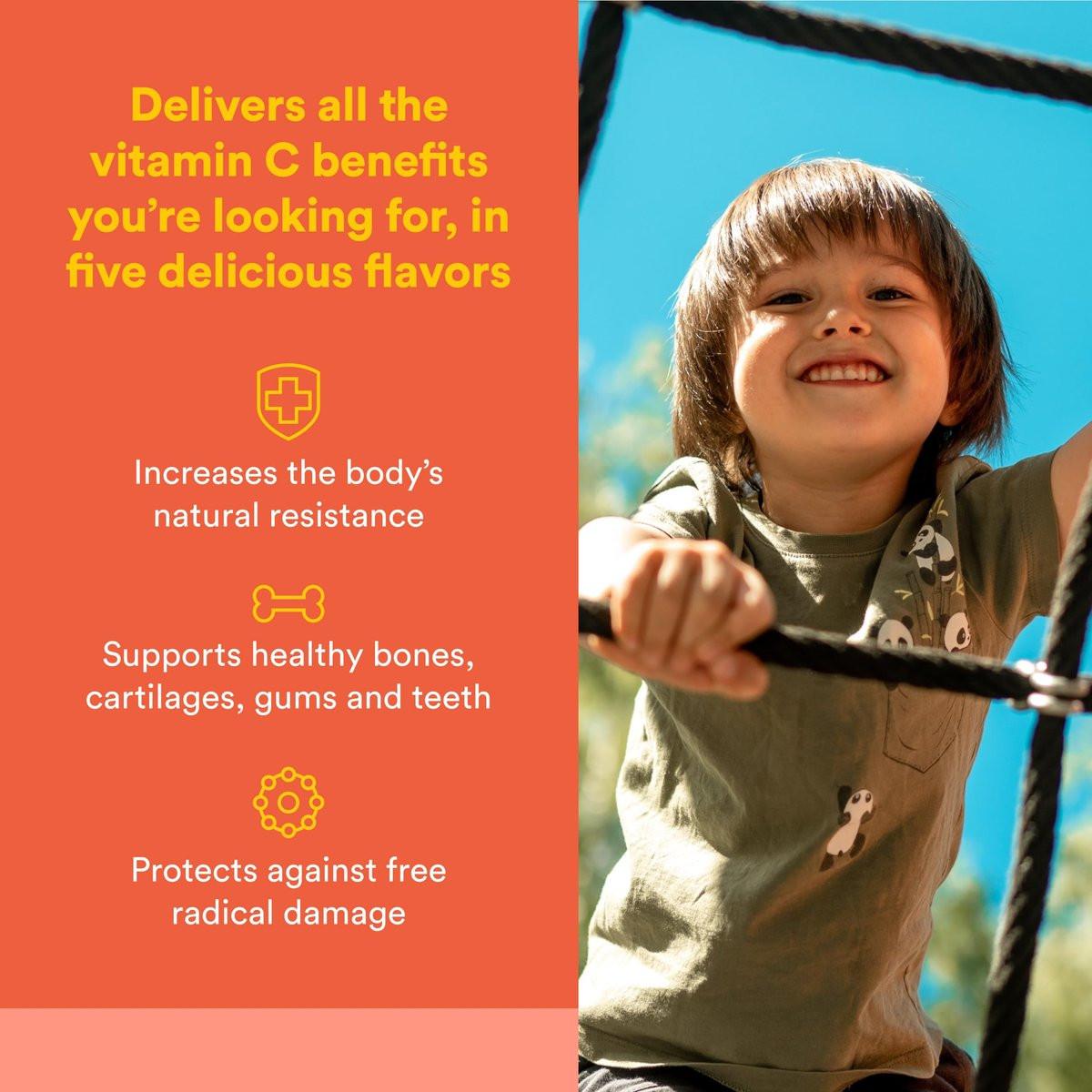 Natural Factors, Vitamin C 500 mg, Kids Chewable to Support Healthy Bones and Teeth, Tangy Orange, Vegan, Non-GMO, 90 wafers (90 servings) - görsel 3