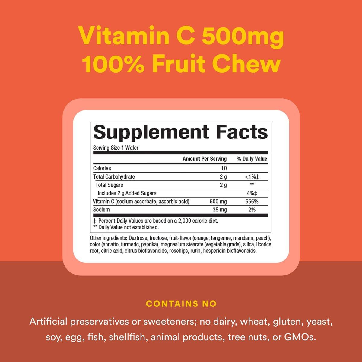 Natural Factors, Vitamin C 500 mg, Kids Chewable to Support Healthy Bones and Teeth, Tangy Orange, Vegan, Non-GMO, 90 wafers (90 servings) - görsel 7