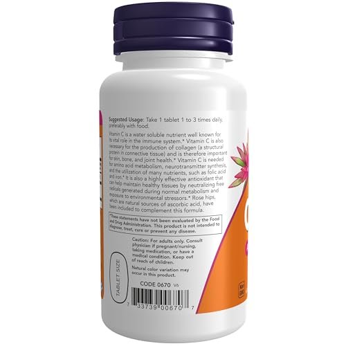 NOW Foods Supplements, Vitamin C-500 with Rose Hips, Antioxidant Protection*, 100 Tablets - görsel 5