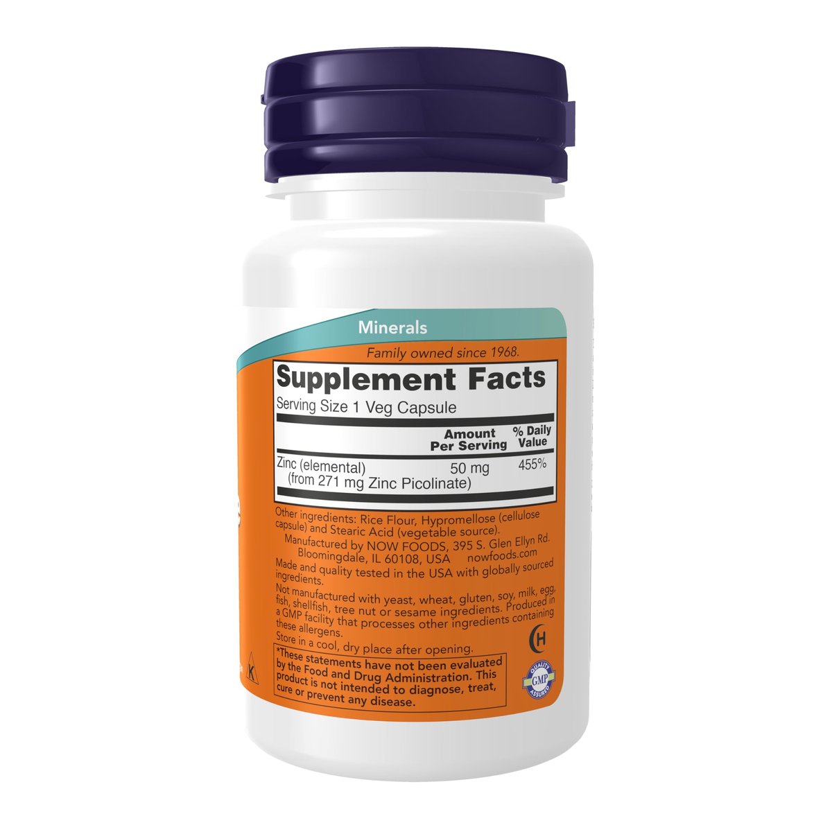 NOW Foods Supplements, Zinc Picolinate 50 mg, Supports Enzyme Functions*, Immune Support*, 60 Veg Capsules - görsel 3