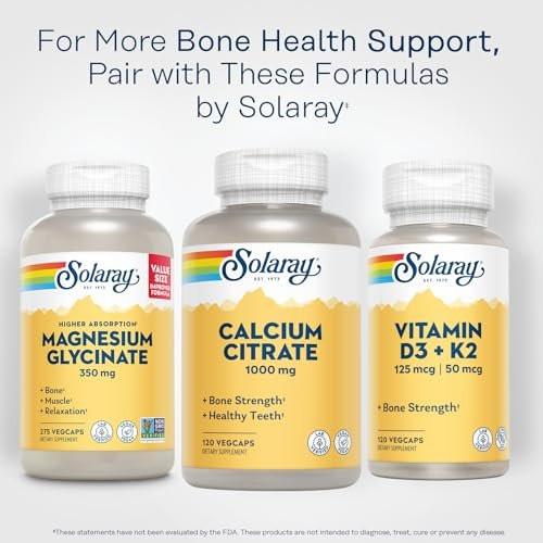 Solaray Calcium Citrate 1000mg - Chelated Calcium Supplement - Supports Bone Strength and Healthy Teeth - Easy to Digest - 60-Day Guarantee, Vegan - 30 Servings, 120 VegCaps - görsel 6