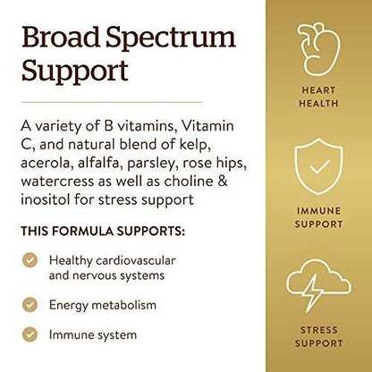 Solgar B-Complex with Vitamin C Stress Formula, 250 Tablets - Energy Metabolism, Nervous System & Immune Support - Non-GMO, Vegan, Gluten Free, Dairy Free, Kosher - 125 Servings