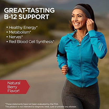 KAL Vitamin B-12 Methylcobalamin Lozenges 1000mcg, Healthy Energy, Metabolism, Nerve & Red Blood Cell Support, Optimal Absorption, Natural Berry Flavor, Vegan, Sugar Free, 60 Servings, 60 Lozenges