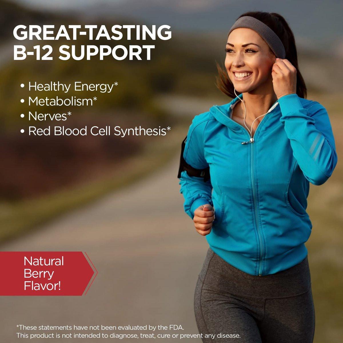 KAL Vitamin B-12 Methylcobalamin Lozenges 1000mcg, Healthy Energy, Metabolism, Nerve & Red Blood Cell Support, Optimal Absorption, Natural Berry Flavor, Vegan, Sugar Free, 60 Servings, 60 Lozenges - görsel 7