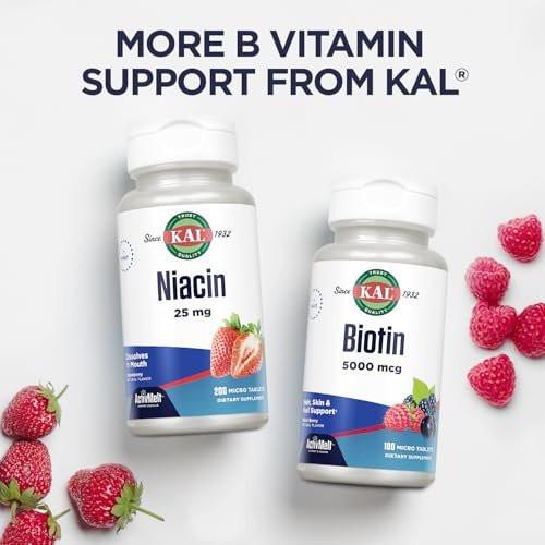 KAL Vitamin B-12 Methylcobalamin Lozenges 1000mcg, Healthy Energy, Metabolism, Nerve & Red Blood Cell Support, Optimal Absorption, Natural Berry Flavor, Vegan, Sugar Free, 60 Servings, 60 Lozenges - görsel 14