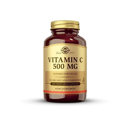 Solgar Vitamin C 500 mg, 100 Vegetable Capsules - Antioxidant & Immune Support - Overall Health - Supports Healthy Skin & Joints - Non GMO, Vegan, Gluten Free, Kosher - 100 Servings