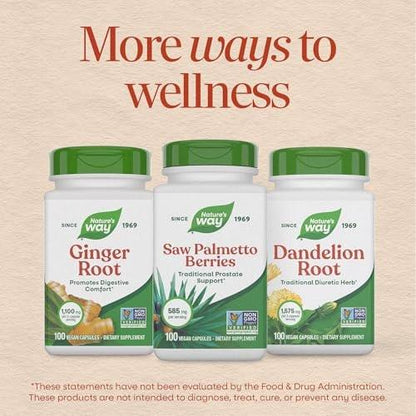 Nature's Way Saw Palmetto Berries, Traditional Prostate Support, Herbal Supplement for Men, 585 mg per Serving, Non-GMO Project Verified, Vegan Capsules, 180 Count