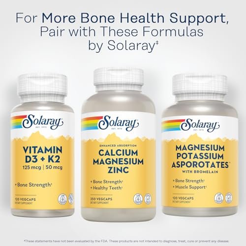 SOLARAY Calcium Magnesium Zinc Supplement - with Calcium 1000mg, Magnesium 500mg - Bone Health, Muscle Function, Heart Health and Immune Support - Vegan, 60 Day Guarantee, 62 Servings, 250 VegCaps - görsel 5