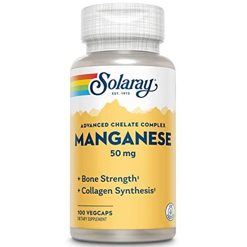 SOLARAY Manganese Supplement 50 mg - Essential Trace Minerals - Advanced Trace Mineral Supplements for Bone Strength and Bone Health Support - Lab Verified, 60-Day Guarantee, 100 Servings, 100 VegCaps - görsel 4