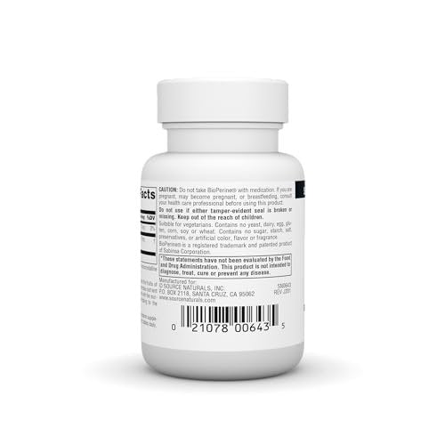 Source Naturals BioPerine, Black Pepper Fruit Extract - Promotes Nutrient Absorption - 60 Tablets - görsel 6