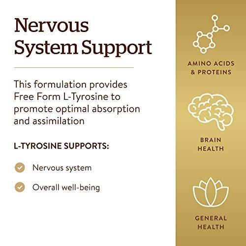 Solgar L-Tyrosine 500 mg, 100 Vegetable Capsules - Brain & Nervous System Support - Vegan, Gluten Free, Dairy Free, Kosher - 100 Servings, Standard Packaging - görsel 6