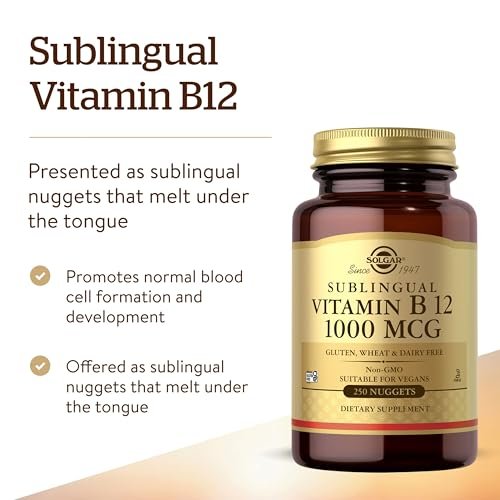 Solgar Vitamin B12 1000 mcg, 250 Nuggets - Supports Production of Energy, Red Blood Cells - Healthy Nervous System - Promotes Cardiovascular Health - Vitamin B - Non-GMO, Gluten Free - 250 Servings - görsel 2