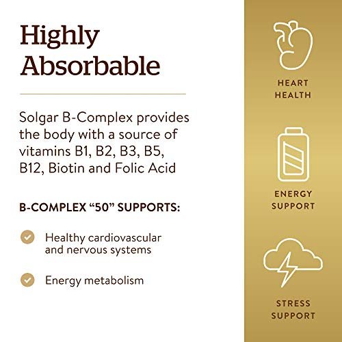 Solgar B-Complex “50”, 250 Vegetable Capsules - Energy Metabolism, Cardiovascular Support, Nervous System Support - Non-GMO, Vegan, Gluten Free, Dairy Free, Kosher - 250 Servings - görsel 3