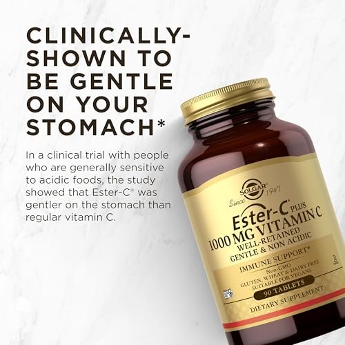 Solgar Ester-C Plus 1000 mg Vitamin C (Ascorbate Complex) - 180 Tablets - Gentle & Non Acidic - Supports Upper Respiratory Health - Non-GMO, Gluten-Free - 180 Servings - görsel 5