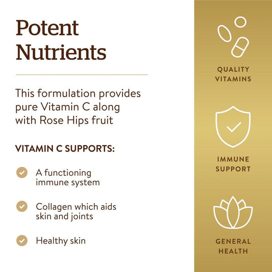 Solgar Vitamin C 1500 mg with Rose Hips, 180 Tablets - Antioxidant & Immune Support - Overall Health - Supports Healthy Skin & Joints - Non GMO, Vegan, Gluten Free, Dairy Free, Kosher - 180 Servings