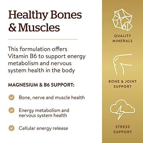 Solgar Magnesium with Vitamin B6, 250 Tablets - Promote Healthy Bone Mineralization, Support Nerve & Muscle Function, Energy Metabolism - Non-GMO, Vegan, Gluten Free, Dairy Free, Kosher - 83 Servings - görsel 1