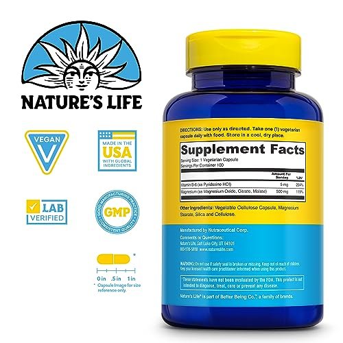 Nature's Life Renewing Magnesium 500 mg - Magnesium Citrate, Magnesium Malate, Magnesium Oxide Plus Vitamin B-6 - Muscles and Nerves Support - Lab Verified (100 Servings, 100 VegCaps) - görsel 4