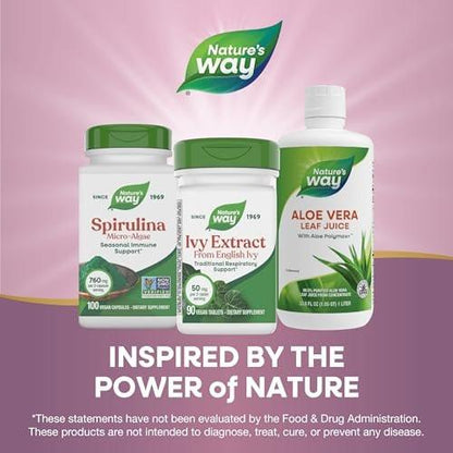 Nature's Way Ivy Extract from English Ivy Leaf, Traditional Respiratory Support*, 50 mg Per 2-Tablet Serving, 90 Vegan Tablets (Packaging May Vary)