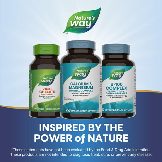 Nature's Way Calcium & Magnesium Mineral Complex, Supports Bone Health & Muscle Function,* 750 mg per 3-Capsule Serving, 250 Capsules (Packaging May Vary)
