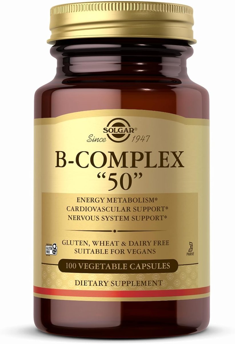 Solgar B-Complex “50”, 100 Vegetable Capsules - Energy Metabolism, Cardiovascular Support, Nervous System Support - Non-GMO, Vegan, Gluten Free, Dairy Free, Kosher - 100 Servings - görsel 2