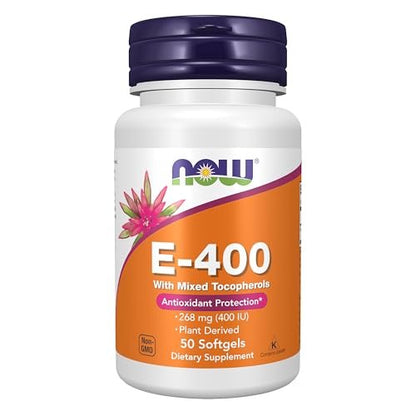 NOW Foods Supplements, Vitamin E-400 IU Mixed Tocopherols, Antioxidant Protection, 50 Softgels