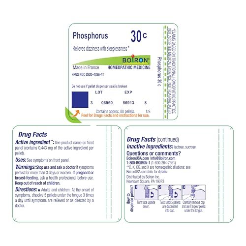 Boiron Phosphorus 30C Homeopathic Medicine for Dizziness - 80 Pellets - görsel 17