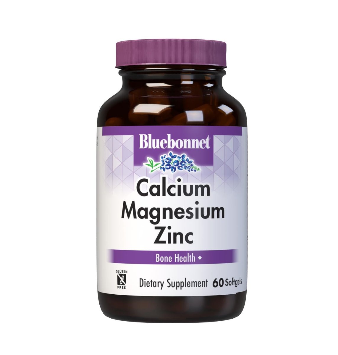 Bluebonnet Nutrition Calcium Magnesium Zinc Plus Vitamin D3, 1000 mg of Calcium, 500 mg of Magnesium and 15 mg of Zinc, 400 IU Vitamin D3, For Strong Healthy Bones*, Gluten-Free, Dairy-Free, 60 Softgels - görsel 1