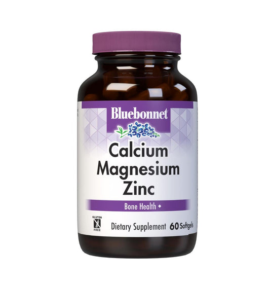 Bluebonnet Nutrition Calcium Magnesium Zinc Plus Vitamin D3, 1000 mg of Calcium, 500 mg of Magnesium and 15 mg of Zinc, 400 IU Vitamin D3, For Strong Healthy Bones*, Gluten-Free, Dairy-Free, 60 Softgels