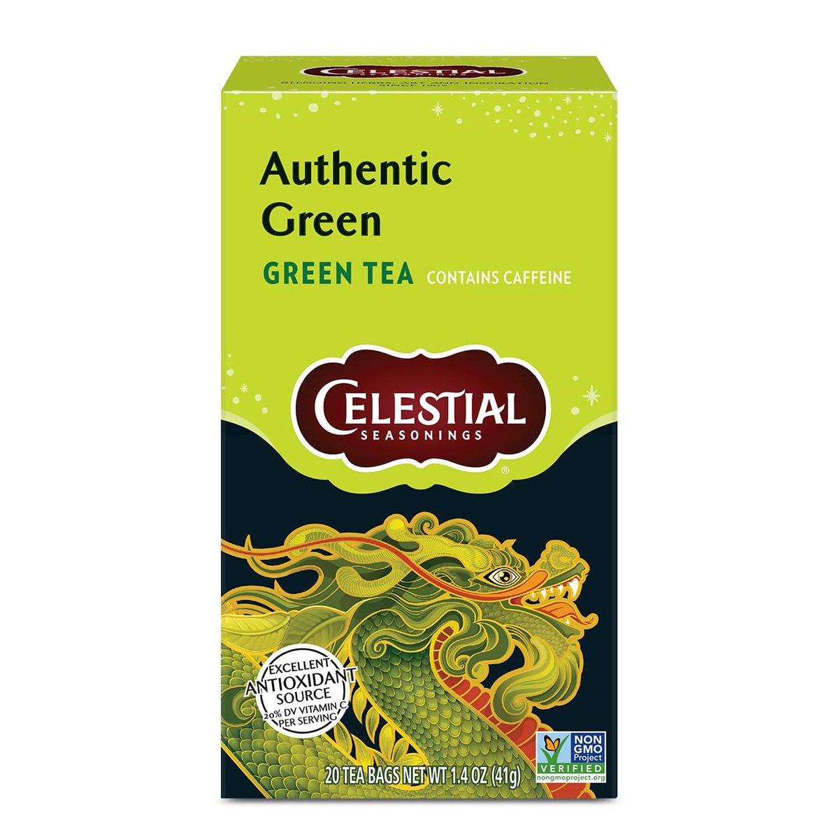 Celestial Seasonings Authentic Green Tea 20 Tea Bags - görsel 1
