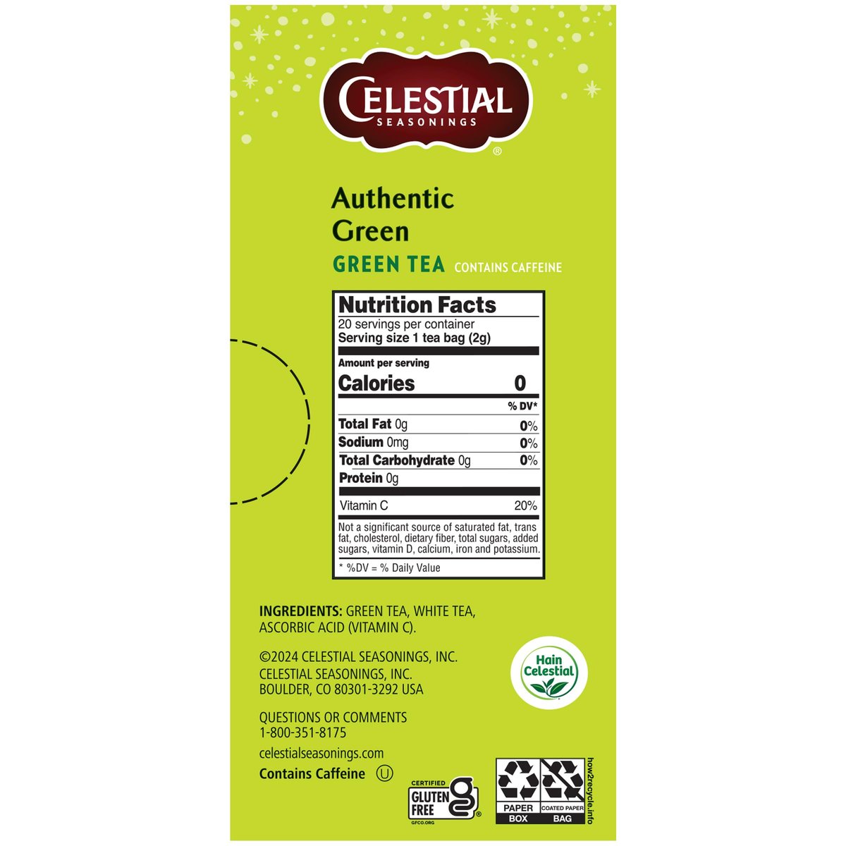 Celestial Seasonings Authentic Green Tea 20 Tea Bags - görsel 9