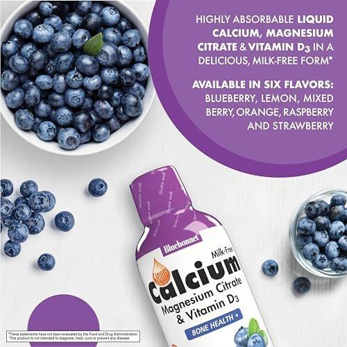 Bluebonnet Nutrition Liquid Calcium Citrate Magnesium Citrate, Vitamin D3, Bone Health, Gluten Free, Soy free, milk free, kosher, 32 Servings, Blueberry Flavor, 16 Fl Oz (Pack of 1) - görsel 5